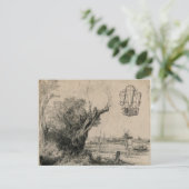 ヴィンテージ船飛んでいる機技芸スケッチ ポストカード (スタンド正面)