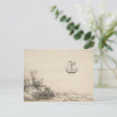 ヴィンテージ船飛んでいる機技芸スケッチ ポストカード (スタンド正面)