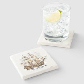 ヴィンテージ船 ストーンコースター (横)