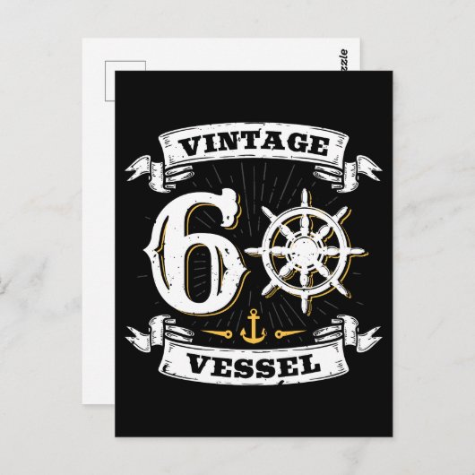 ヴィンテージ船 60歳の誕生日 航海 ネイビー ポストカード (正面/裏面)