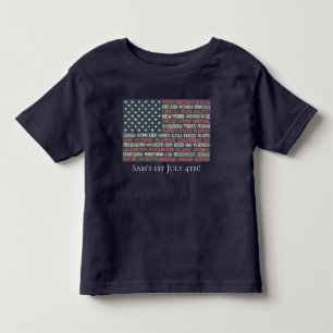 ヴィンテージ色あせたアメリカ国旗の州名ワードアート トドラーTシャツ