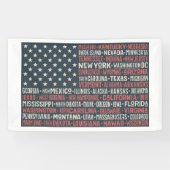 ヴィンテージ色あせたアメリカ国旗の州名ワードアート 横断幕 (横)