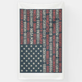 ヴィンテージ色あせたアメリカ国旗の州名ワードアート 横断幕 (縦)