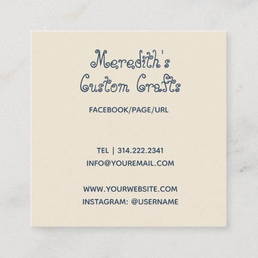 ヴィンテージ色あせたハンガリーの針仕事 スクエア名刺 (裏面)