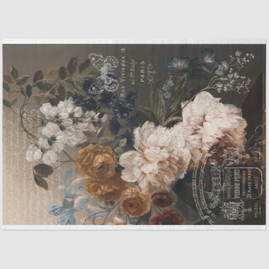 ヴィンテージ色あせたバラとエフエマデクページ 薄葉紙 (正面)