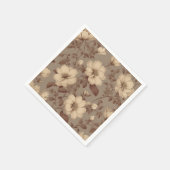 ヴィンテージ色あせたフローラエレガントブラウン スタンダードカクテルナプキン (角)