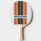 ヴィンテージ色あせたレインボーストライプボードの名前 卓球ラケット (正面)