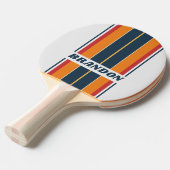 ヴィンテージ色あせたレインボーストライプボードの名前 卓球ラケット (正面アングル)
