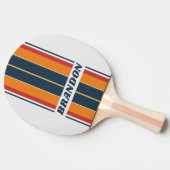 ヴィンテージ色あせたレインボーストライプボードの名前 卓球ラケット (横)