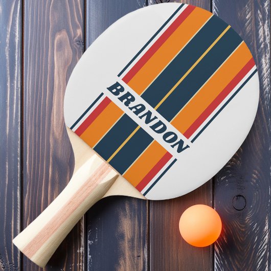 ヴィンテージ色あせたレインボーストライプボードの名前 卓球ラケット