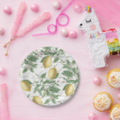 ヴィンテージ色あせたレモンブランチフランスのスクリプトフルーツ ペーパープレート (パーティー)