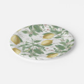 ヴィンテージ色あせたレモンブランチフランスのスクリプトフルーツ ペーパープレート (アングル)