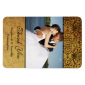 ヴィンテージ色あせた黒金ゴールドダマスク感謝していウェディングユー マグネット (横)