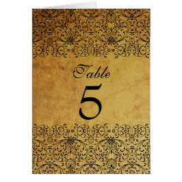 ヴィンテージ色あせた黒金ゴールドダマスク結婚式テーブルカード