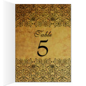 ヴィンテージ色あせた黒金ゴールドダマスク結婚式テーブルカード (内側 (右))