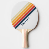 ヴィンテージ色あせストライプのた虹 卓球ラケット (正面)