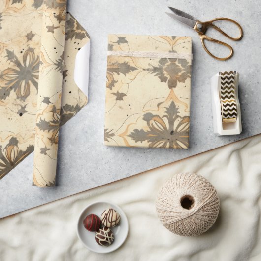 ヴィンテージ色あせ紙包装紙 ラッピングペーパー (クラフト)