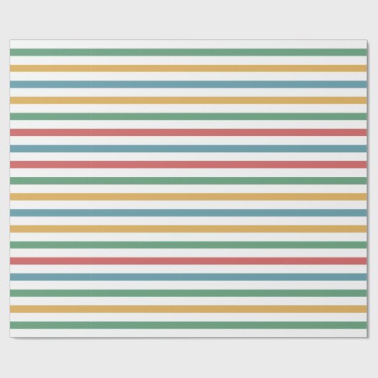 ヴィンテージ色のストライプの線 ラッピングペーパー (フラット)