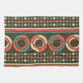 ヴィンテージ色の幾何形状パターン キッチンタオル (横)