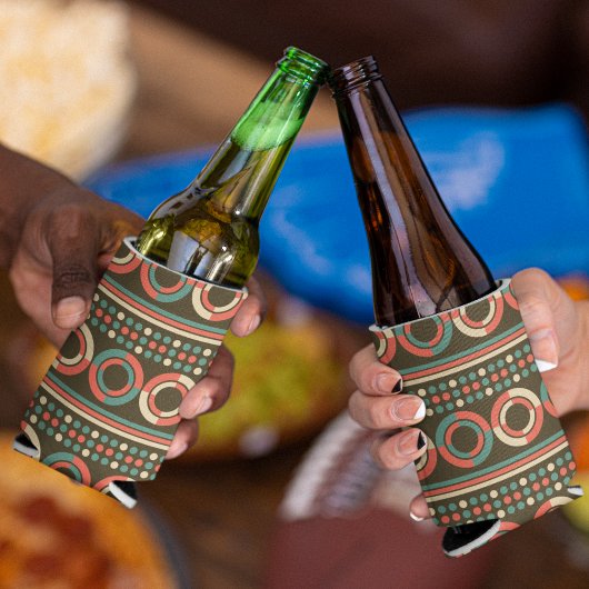 ヴィンテージ色の幾何形状パターン スリム缶クーラー