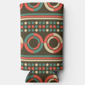 ヴィンテージ色の幾何形状パターン スリム缶クーラー (正面)