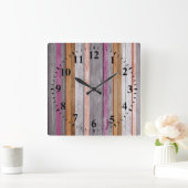 ヴィンテージ色の木製の一見#8 スクエア壁時計 (ホーム)