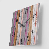 ヴィンテージ色の木製の一見#8 スクエア壁時計 (傾斜)