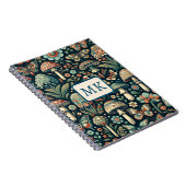 ヴィンテージ色の蝶、キノコ、葉 ノートブック (右側)