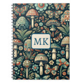 ヴィンテージ色の蝶、キノコ、葉 ノートブック (正面)