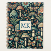 ヴィンテージ色の蝶、キノコ、葉 プランナー手帳 (正面)