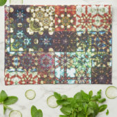 ヴィンテージ色不透明万華鏡のように千変万化するパターンモザイク キッチンタオル (折り畳み)