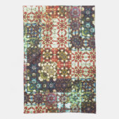 ヴィンテージ色不透明万華鏡のように千変万化するパターンモザイク キッチンタオル (縦)