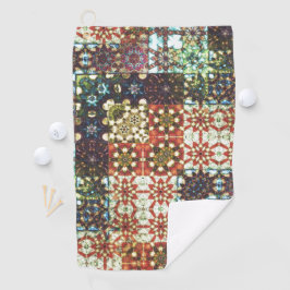 ヴィンテージ色不透明万華鏡のように千変万化するパターンモザイク ゴルフタオル