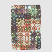 ヴィンテージ色不透明万華鏡のように千変万化するパターンモザイク ゴルフタオル (正面)