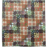 ヴィンテージ色不透明万華鏡のように千変万化するパターンモザイク シャワーカーテン (正面)