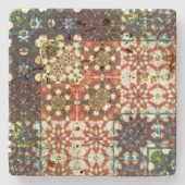 ヴィンテージ色不透明万華鏡のように千変万化するパターンモザイク ストーンコースター (正面)