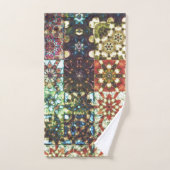 ヴィンテージ色不透明万華鏡のように千変万化するパターンモザイク バスタオルセット (ハンドタオル)