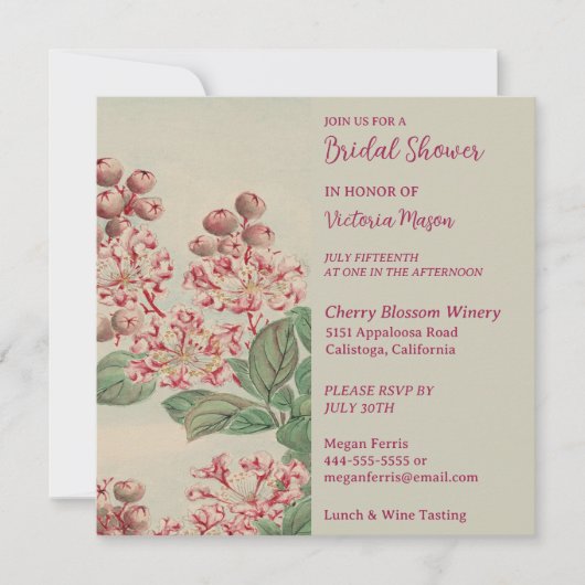 ヴィンテージ色彩の鮮やかガーデンブライダルシャワー招待 招待状 (正面)