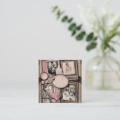 ヴィンテージ色彩の鮮やかスクラップブックページ スクエア名刺 (スタンド正面)