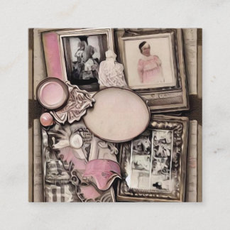 ヴィンテージ色彩の鮮やかスクラップブックページ スクエア名刺