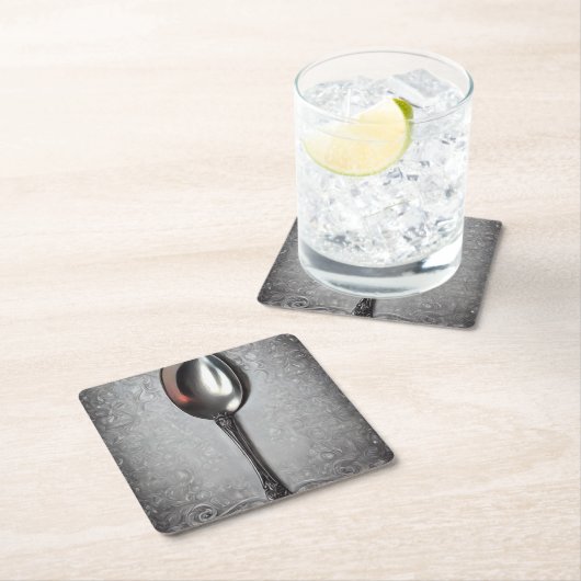 ヴィンテージ色彩の鮮やかスプーン スクエアペーパーコースター (インサイチュ)