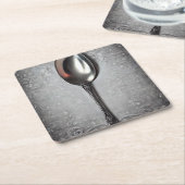 ヴィンテージ色彩の鮮やかスプーン スクエアペーパーコースター (アングル)