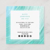 ヴィンテージ色彩の鮮やかティール（緑がかった色）抽象芸術QRコードSNS スクエア名刺 (裏面)