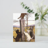 ヴィンテージ色彩の鮮やかテリアとボブキャット ポストカード (スタンド正面)