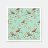 ヴィンテージ色彩の鮮やかロビン鳥模様 スタンダードカクテルナプキン (正面)