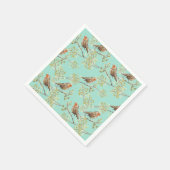 ヴィンテージ色彩の鮮やかロビン鳥模様 スタンダードカクテルナプキン (角)