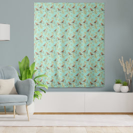 ヴィンテージ色彩の鮮やかロビン鳥模様 タペストリー