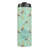 ヴィンテージ色彩の鮮やかロビン鳥模様 タンブラー (正面)