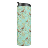 ヴィンテージ色彩の鮮やかロビン鳥模様 タンブラー (回転右)