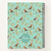 ヴィンテージ色彩の鮮やかロビン鳥模様 ノートブック (裏面)